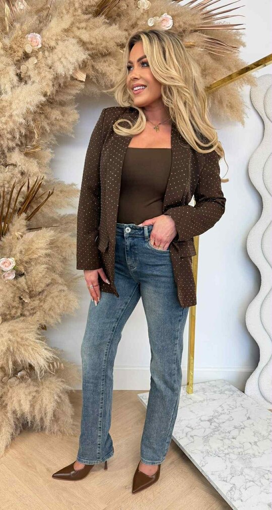 RHINESTONE BLAZER CHOCO