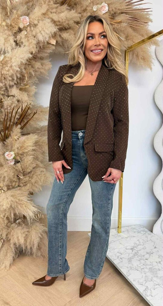 RHINESTONE BLAZER CHOCO