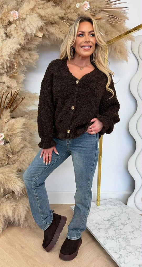 NIENKE TEDDY BUTTON VEST CHOCO