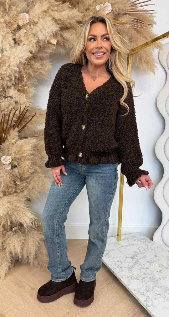 NIENKE TEDDY BUTTON VEST CHOCO