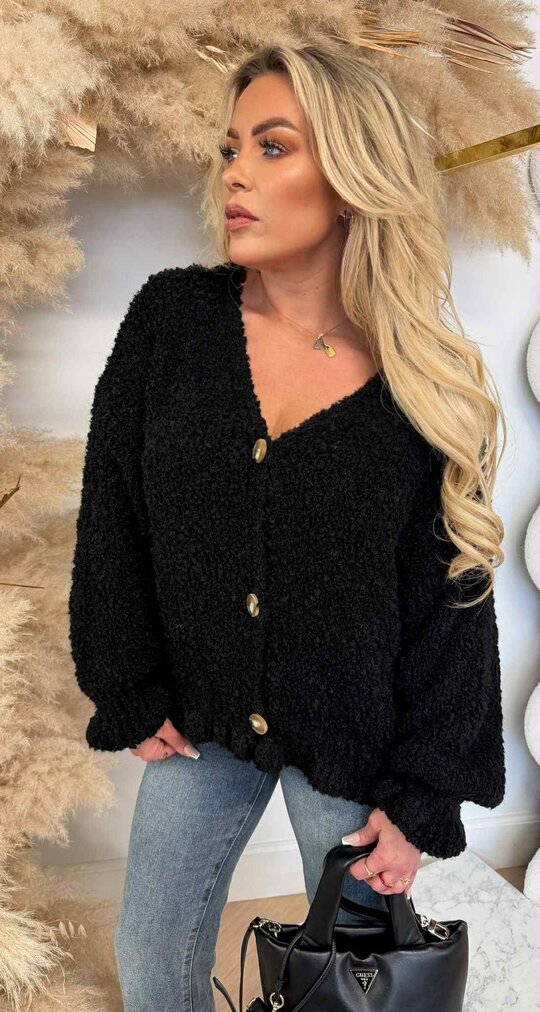 NIENKE TEDDY BUTTON VEST BLACK