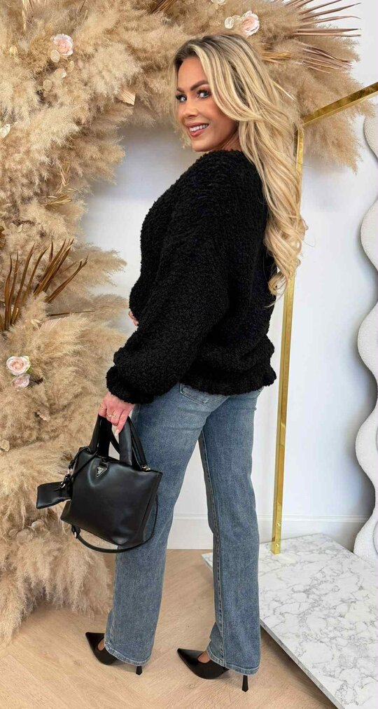NIENKE TEDDY BUTTON VEST BLACK