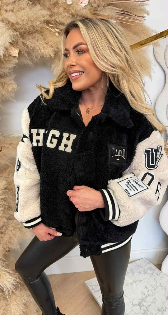 HIGH GLAMOUR TEDDY JACKET TT012 BLACK