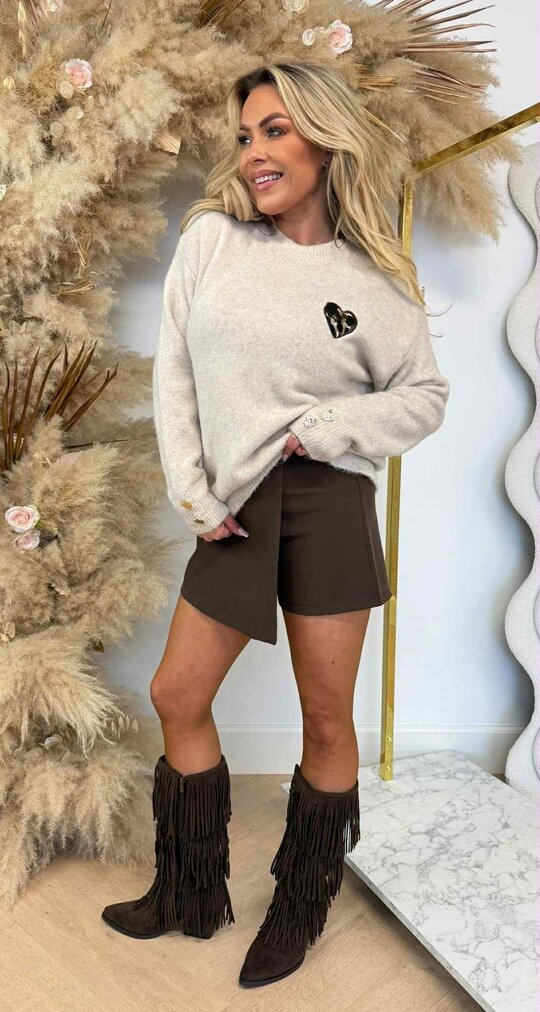 HARTJES SLEEVE SHOULDER SWEAT AM831 TAUPE