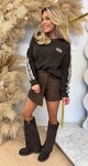 LACE LEOPARD SLEEVE SWEAT 3831330 CHOCO