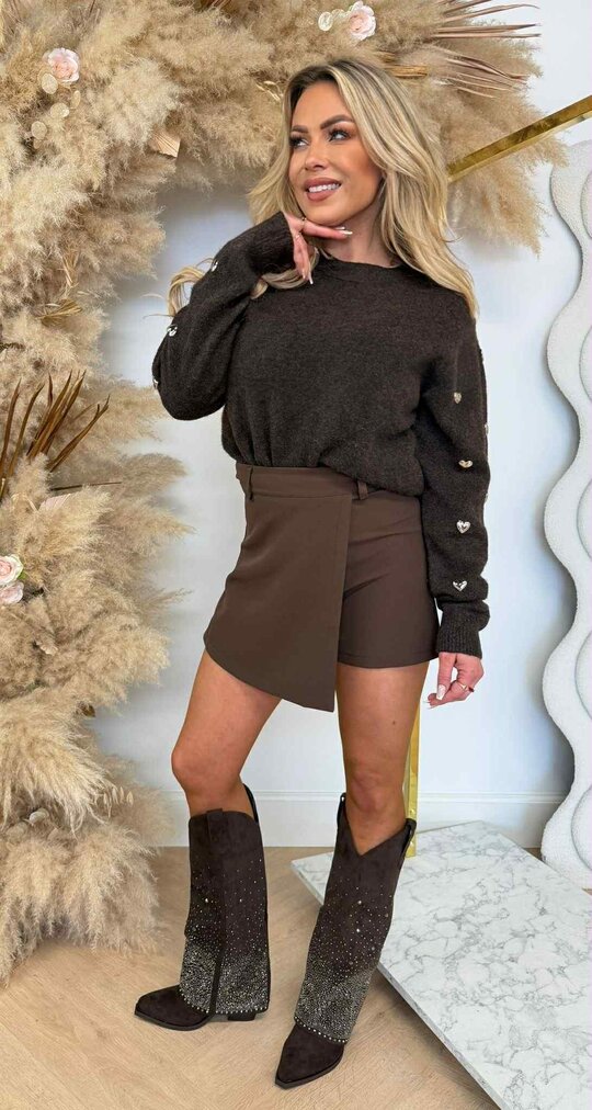 HARTJES SLEEVE SWEAT AM858 CHOCO