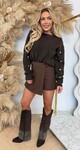 HARTJES SLEEVE SWEAT AM858 CHOCO