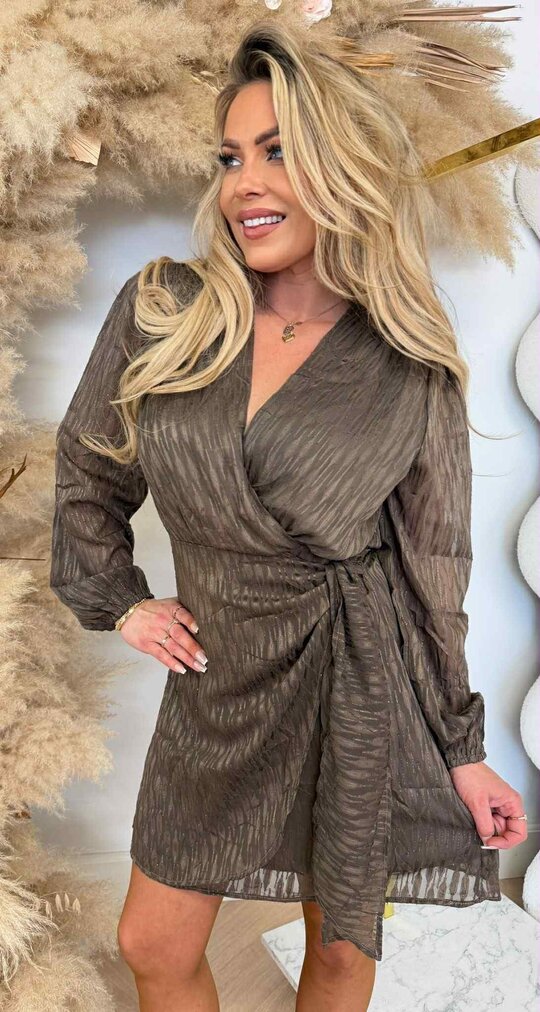 OMSLAG GLITTER DRESS 5486-2 COFFEE