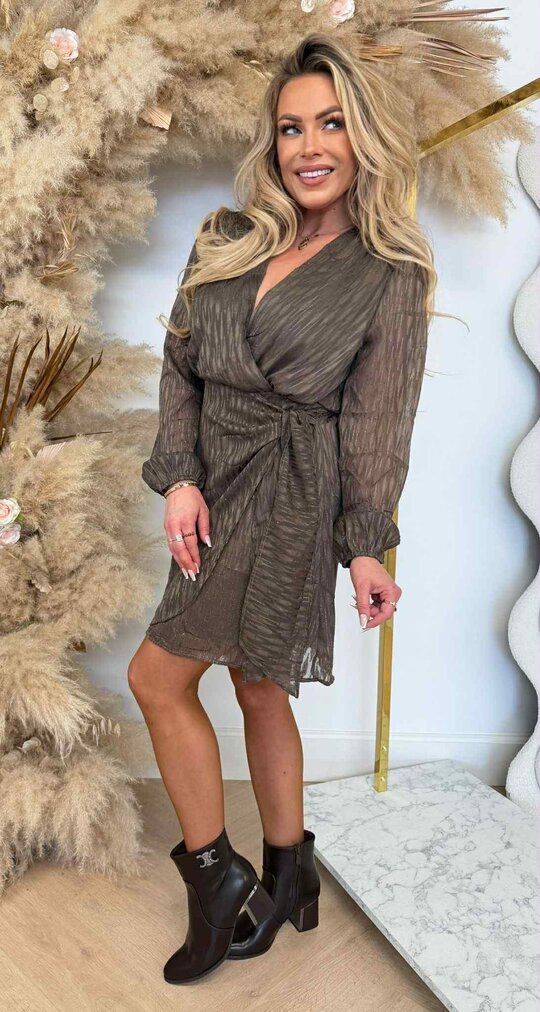 OMSLAG GLITTER DRESS 5486-2 COFFEE