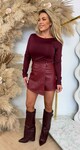 RIA BASIC STRETCH  TOP BORDEAUX