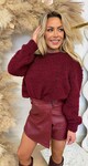FLUFFY TEDDY SWEAT BORDEAUX