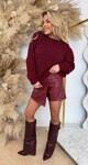 FLUFFY TEDDY SWEAT BORDEAUX