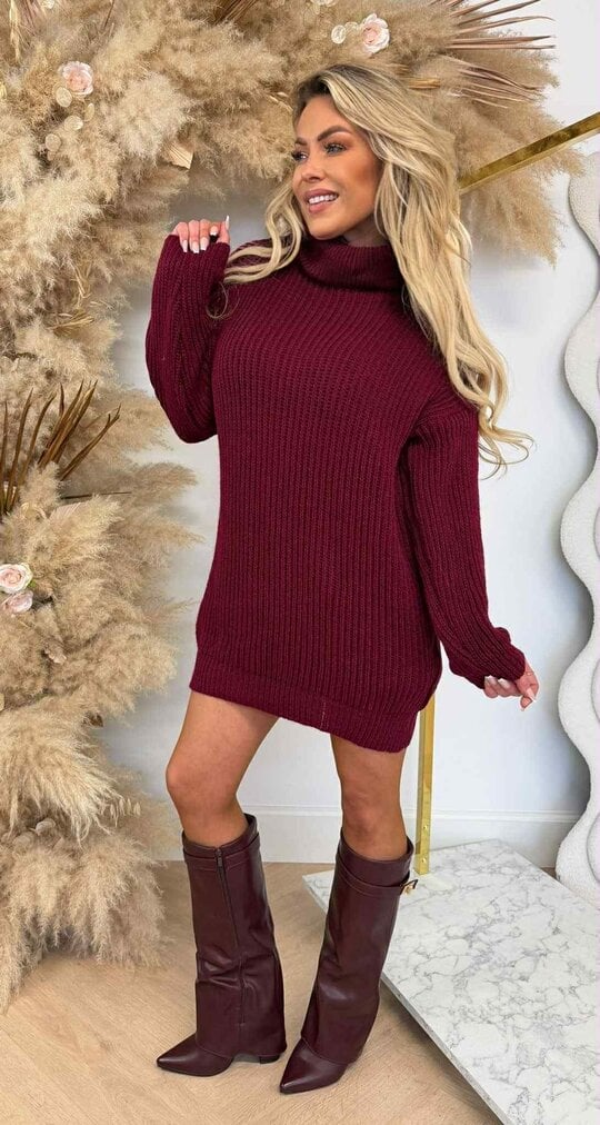 BASIC BESTSELLER KOL LONG SWEAT BORDEAUX