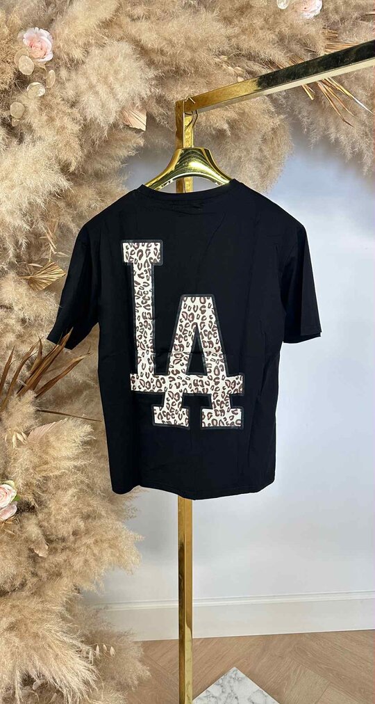 LA LEO PRINT TEKST TEE 257 BLACK