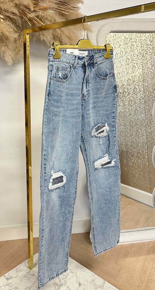 SUPER STYLISH DAMAGED JEANS T67-2 BLUE