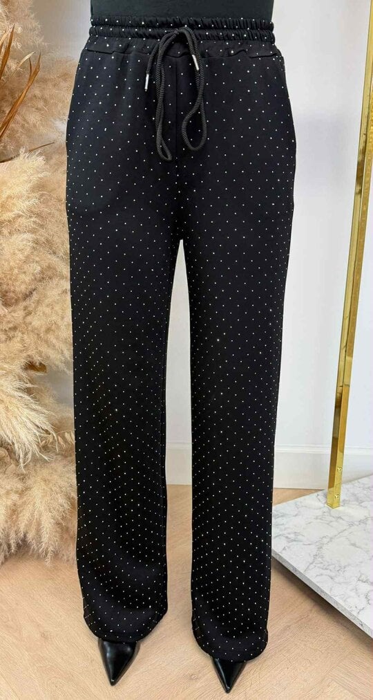 ALL OVER SPARKLE STRAIGHT PANTS BLACK