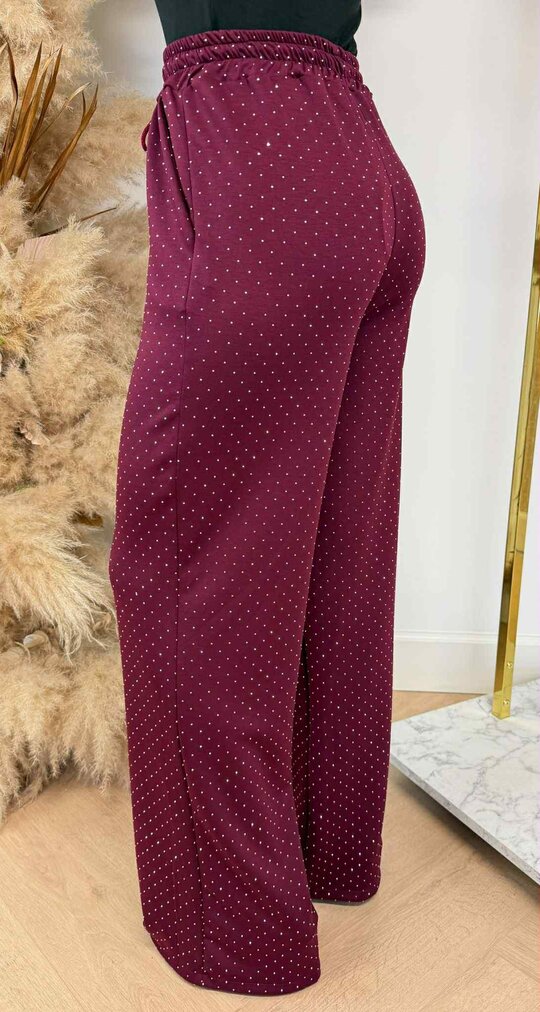 ALL OVER SPARKLE STRAIGHT PANTS WINE
