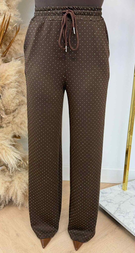 ALL OVER SPARKLE STRAIGHT PANTS CHOCO