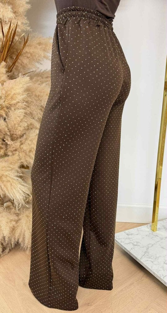 ALL OVER SPARKLE STRAIGHT PANTS CHOCO