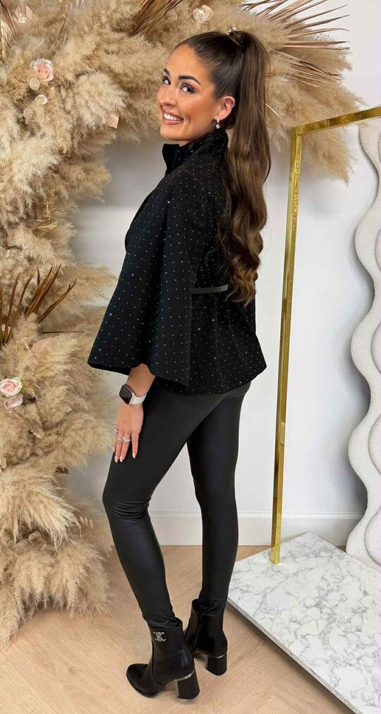 GLITTER GIRL PONCHO + BELT BLACK