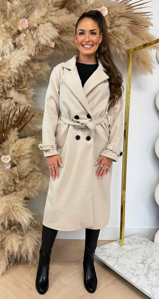ANNA BASIC BUTTON COAT LIGHTBEIGE