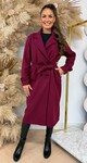 ANNA BASIC BUTTON COAT BURGUNDY