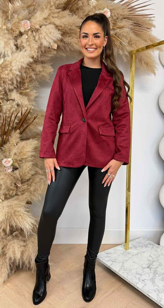SUEDINE LOOSE FIT BLAZER WINE