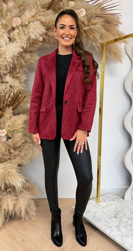 SUEDINE LOOSE FIT BLAZER WINE