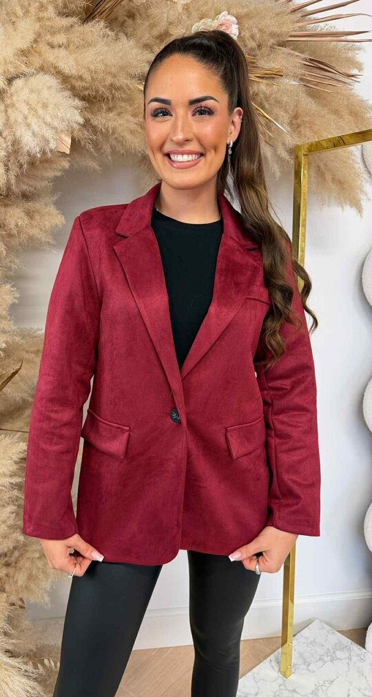 SUEDINE LOOSE FIT BLAZER WINE