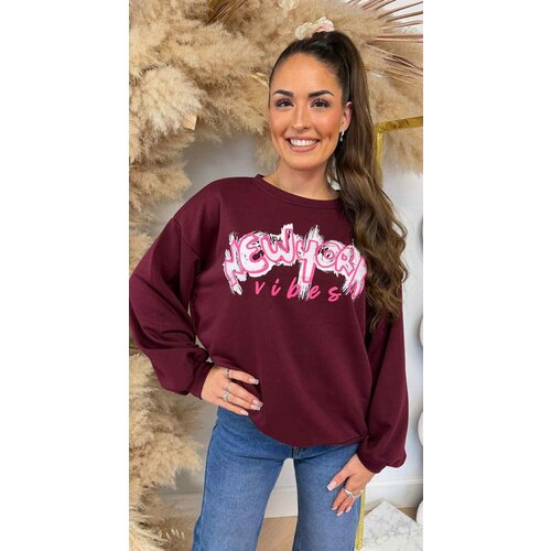NEW YORK VIBES OVERSIZED SWEAT 801811 BURGUNDY NEW YORK VIBES OVERSIZED SWEAT 801811 BURGUNDY
