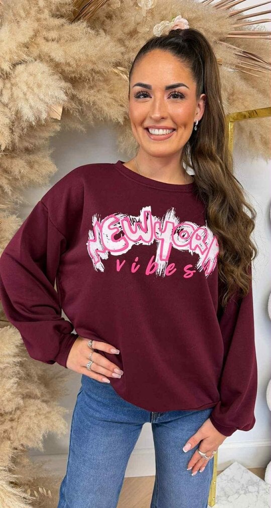 NEW YORK VIBES OVERSIZED SWEAT BURGUNDY