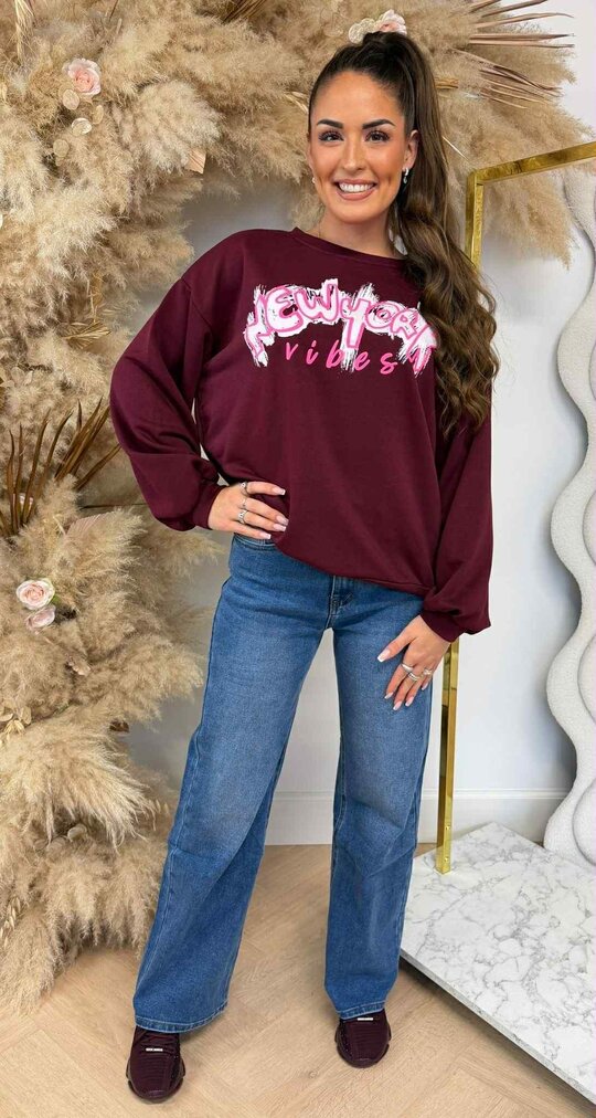 NEW YORK VIBES OVERSIZED SWEAT 801811 BURGUNDY