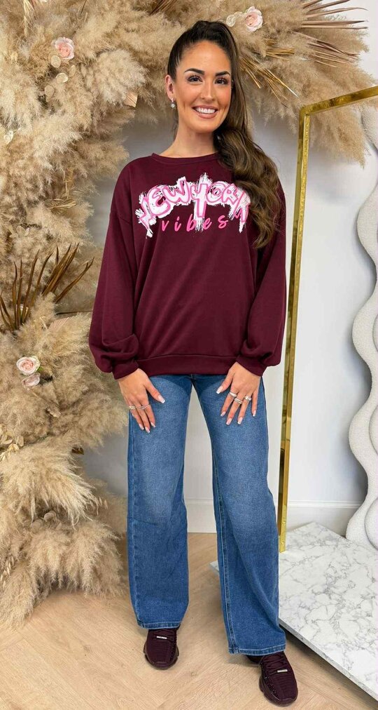 NEW YORK VIBES OVERSIZED SWEAT 801811 BURGUNDY