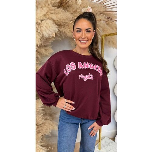 LOS ANGELES NIGHTS SWEAT 801812 BURGUNDY LOS ANGELES NIGHTS SWEAT 801812 BURGUNDY