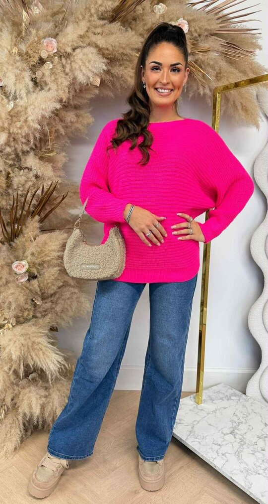 BASIC KNITTED SWEATER NEONPINK
