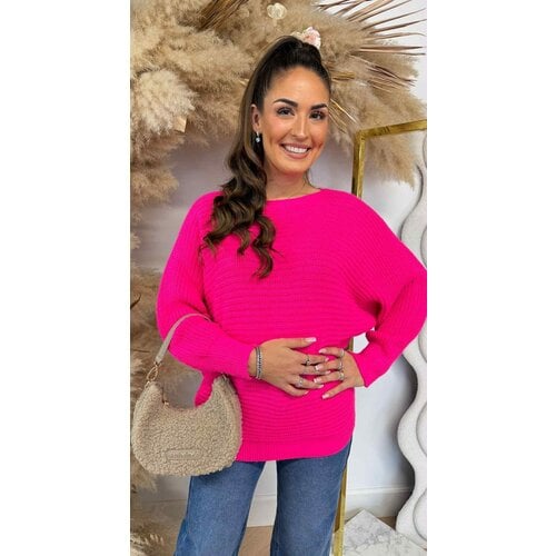BASIC KNITTED SWEATER NEONPINK BASIC KNITTED SWEATER NEONPINK