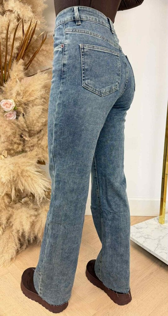 NORFY STRAIGT LEG JEANS K858-1 WASHED DENIM