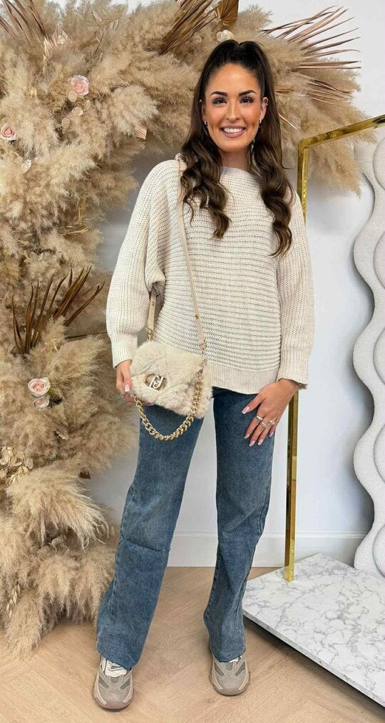 BASIC KNITTED SWEATER LIGHTBEIGE