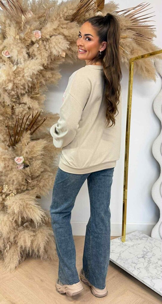 NEW YORK VIBES OVERSIZED SWEAT 801811 BEIGE