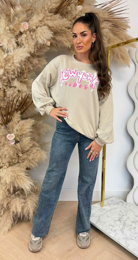 NEW YORK VIBES OVERSIZED SWEAT 801811 BEIGE