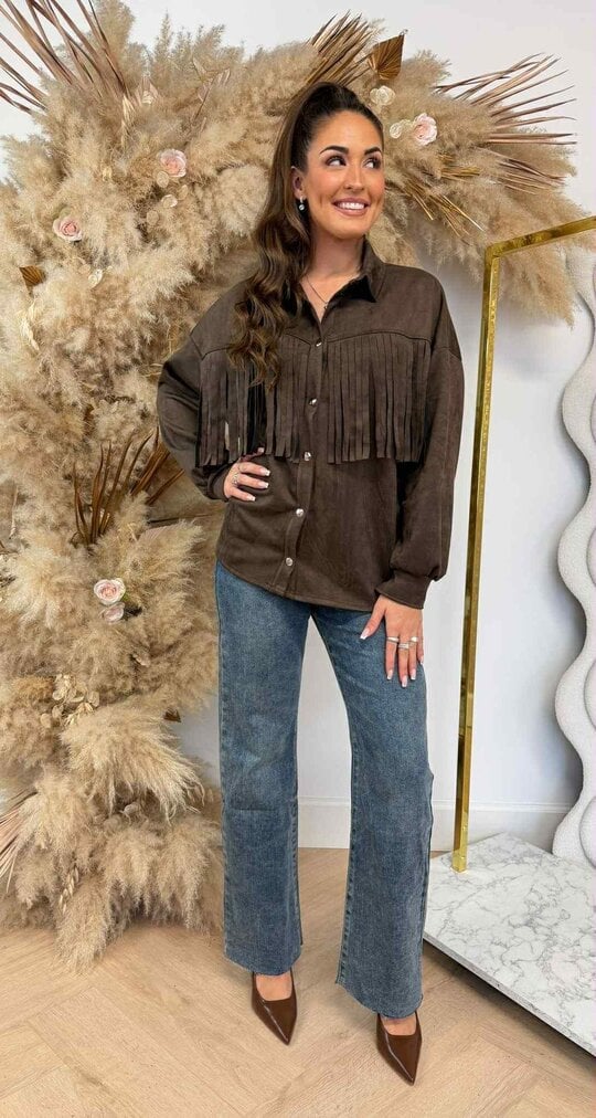 FRINGE SUEDE JACK CHOCO