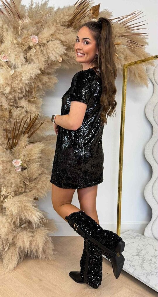 FLAWLESS PAILLET DRESS BLACK
