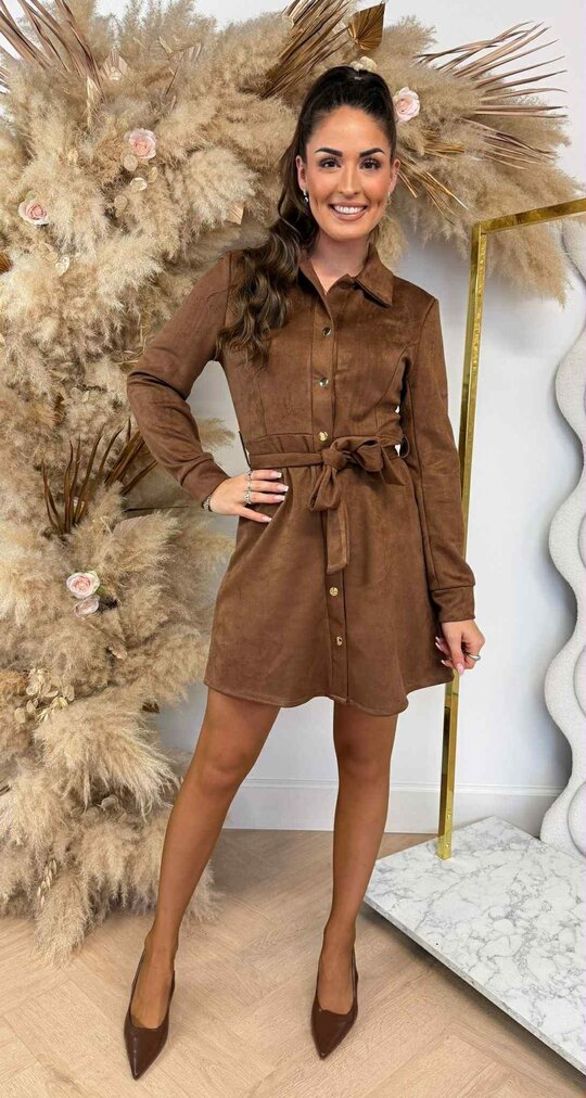 SUEDINE LUS DRESS BROWN