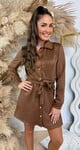 SUEDINE LUS DRESS BROWN