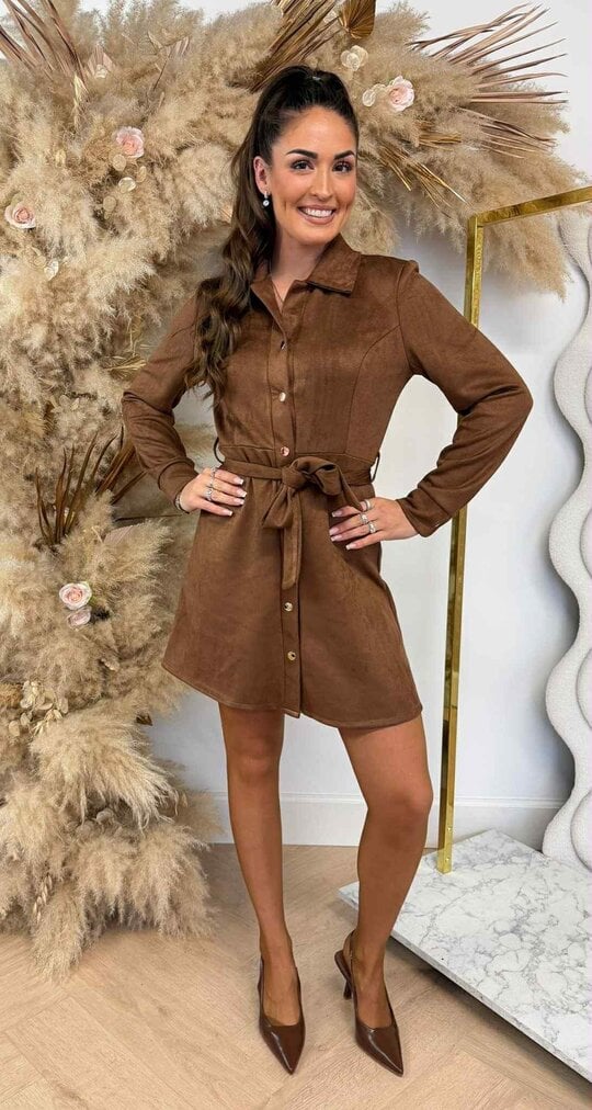 SUEDINE LUS DRESS BROWN