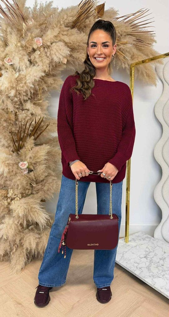 BASIC KNITTED SWEATER BURGUNDY