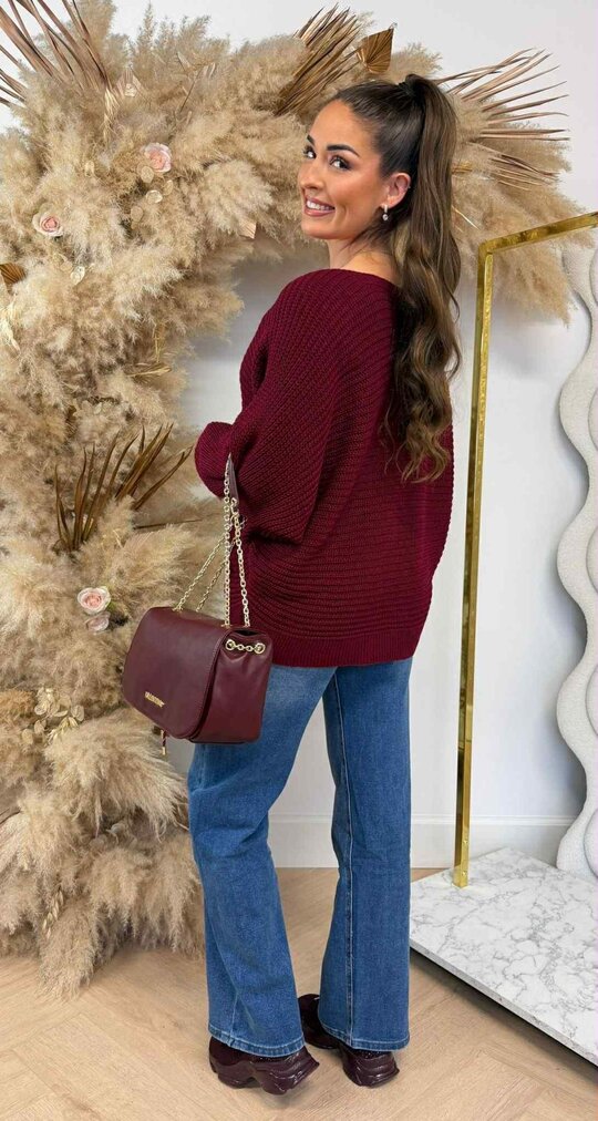 BASIC KNITTED SWEATER BURGUNDY