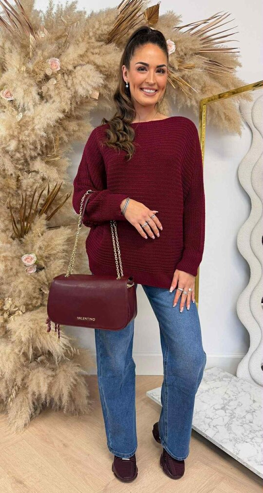 BASIC KNITTED SWEATER BURGUNDY