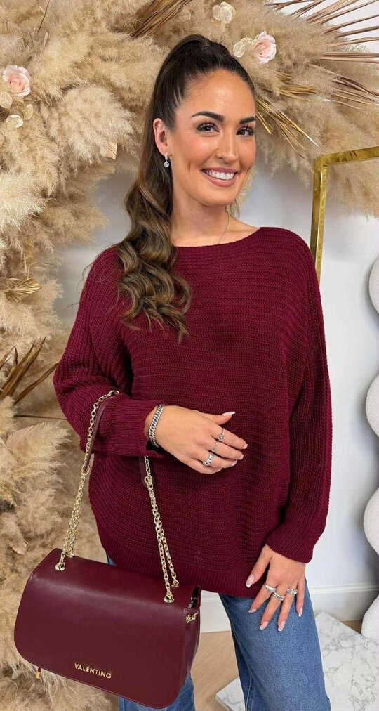 BASIC KNITTED SWEATER BURGUNDY