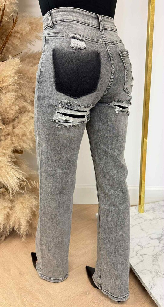 POCKET DAMAGDE JEANS G90Y GREY